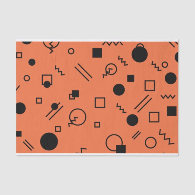 Orange, fun, trendy, geometric Memphis graphic Tissue Paper (Front)