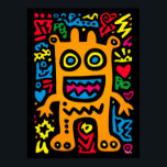 Orange Funky Alien – Neon Pop Art Quirky Creature  Poster<br><div class="desc">Bring home neon fun with this funky orange alien! A quirky creature with wild shapes and vibrant doodles,  full of funky pop art spirit. Perfect for adding playful,  neon energy to your space.</div>