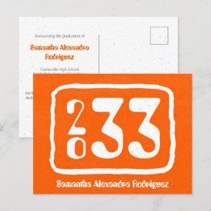 Orange Funky Class Year Graduation Postcard