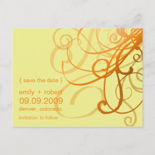 Orange Funky Swirls • Save the Date Postcard