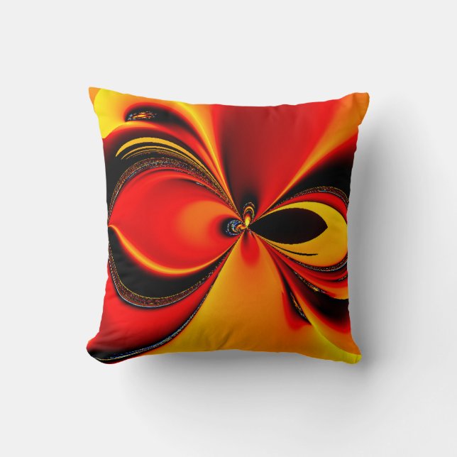 Orange Fury Fractal American Mojo Pillow (Front)