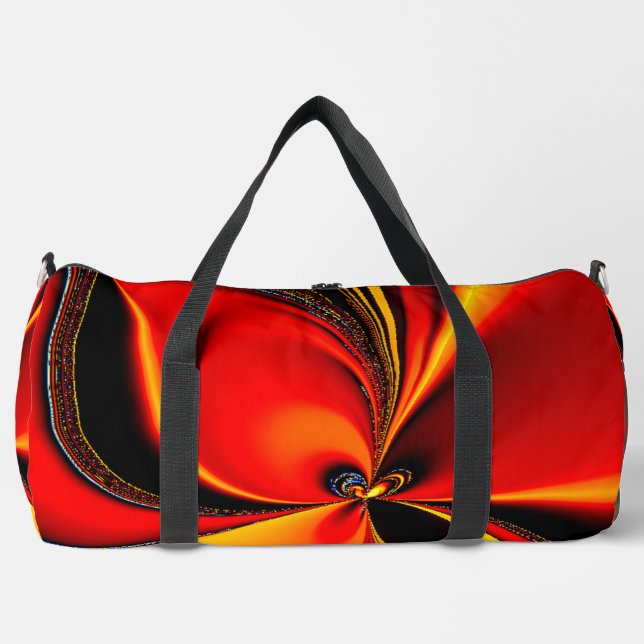 Orange Fury Fractal  Duffle Bag (Front)
