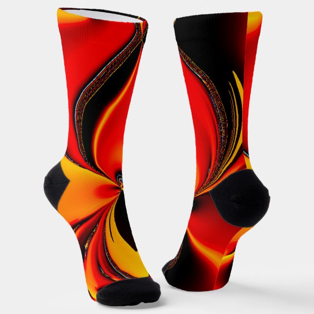 Orange Fury Fractal  Socks (Angled)