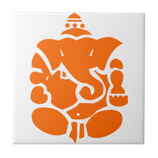 Orange Ganesha Illustration Tile (Front)