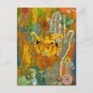 Orange Ganesha Postcard