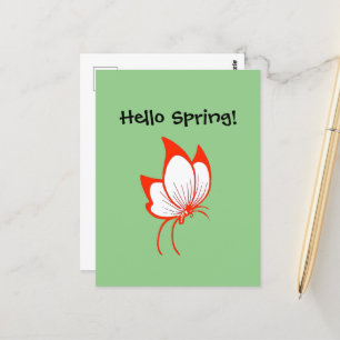 Orange Garden Butterfly Cute Nature Art Cartoon Postcard