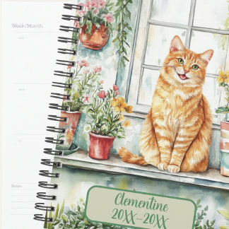Orange Gardening Cat Undated Appointment Book Planner