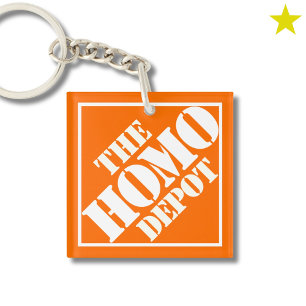 Orange Gay Homo Depot Stencil LGBTQ Funny Phrase Keychain