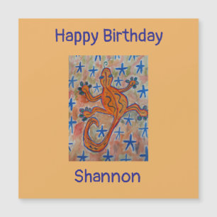 Orange Gecko Magnetic Birthday Card