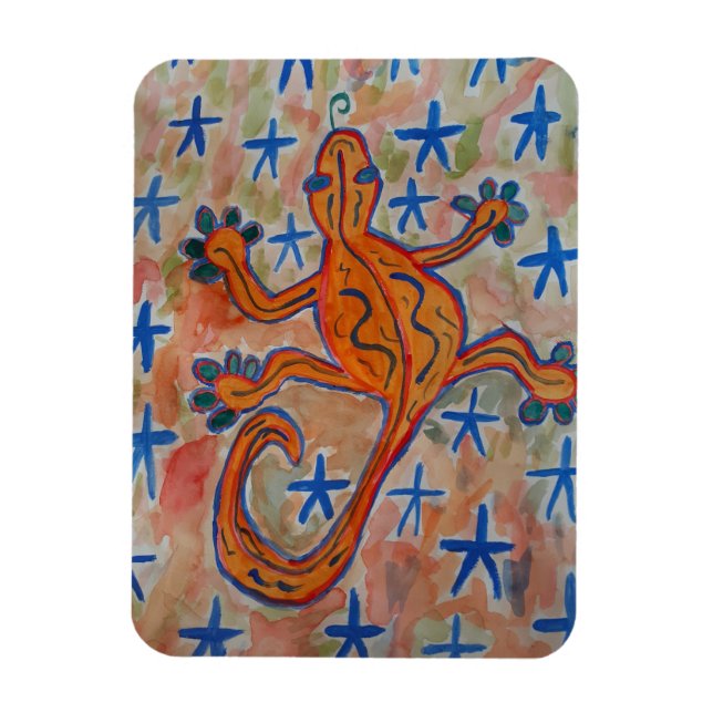 Orange Gecko Postcard Magnet (Vertical)