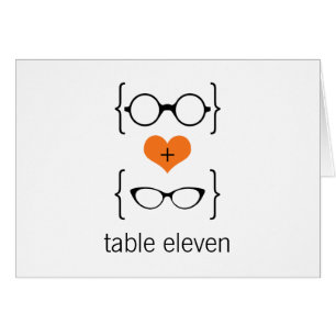 Orange Geeky Glasses Table Number Card
