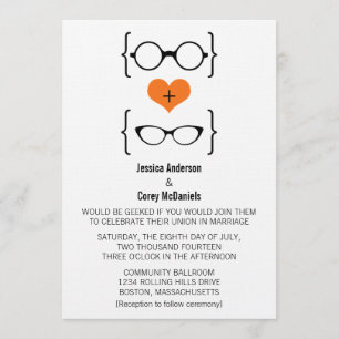 Orange Geeky Glasses Wedding Invitation
