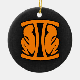 Orange Gemini Ceramic Ornament