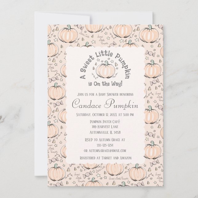 Orange Gender Neutral Little Pumpkin Baby Shower Invitation (Front)
