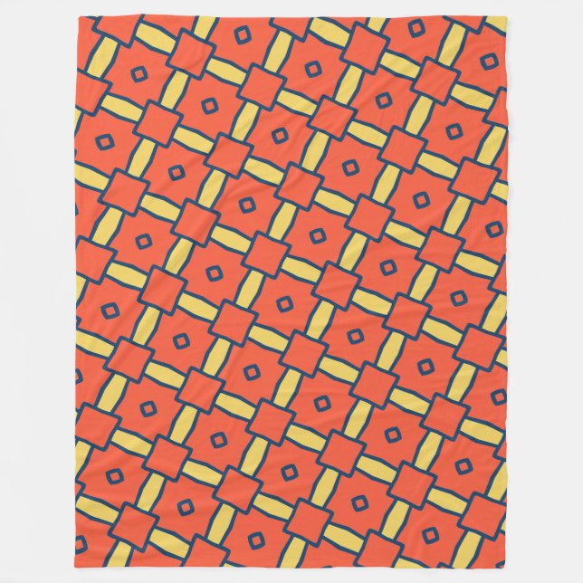 Orange Geometric Abstract Pattern Fleece Blanket (Front)