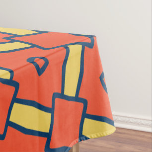Orange Geometric Abstract Pattern Tablecloth