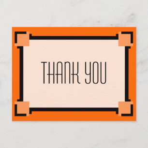 Orange Geometric Art Deco Thank You Postcard