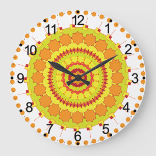 Orange Geometric Circle Mandala-70250 Large Clock