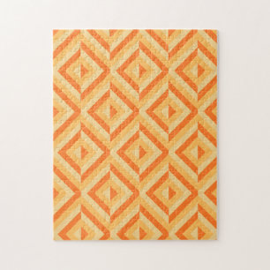Orange Geometric Diamond Pattern Frustrating Jigsaw Puzzle
