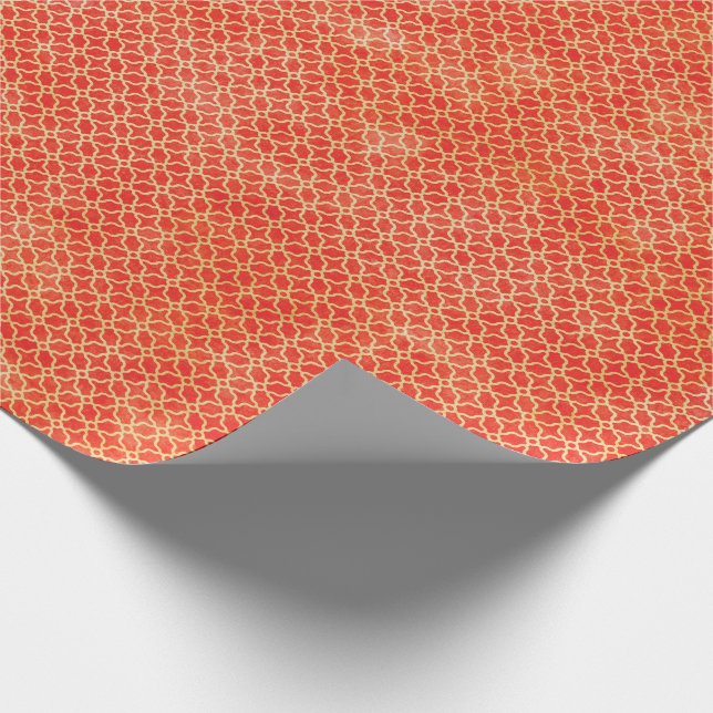 Orange Geometric Pattern Wrapping Paper (Corner)