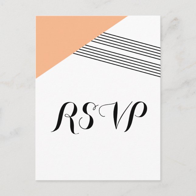 Orange Geometric Stripe Response Postcard (Front)