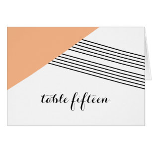 Orange Geometric Stripe Table Number Card