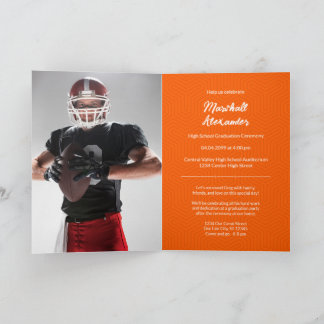 Orange Geometry Graduation Photo Invitation
