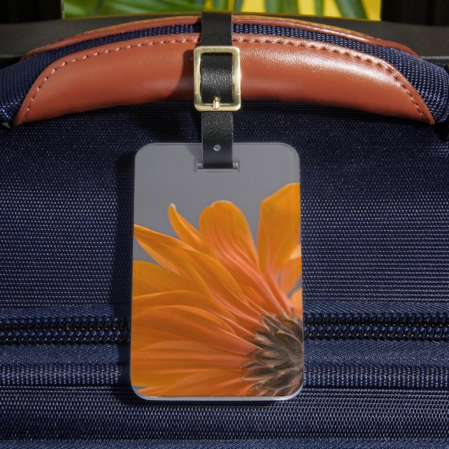 Orange Gerber Daisy Flower Luggage Tag (Front Insitu 2)
