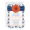 Orange Gerber Daisy Navy Floral Wedding Invitation