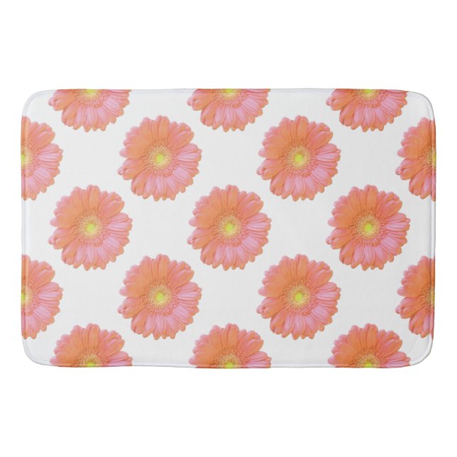 Orange gerbera daisy bath mat (Front)