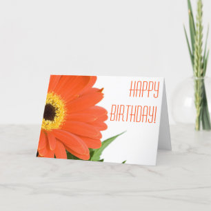 Orange Gerbera Daisy Birthday Card