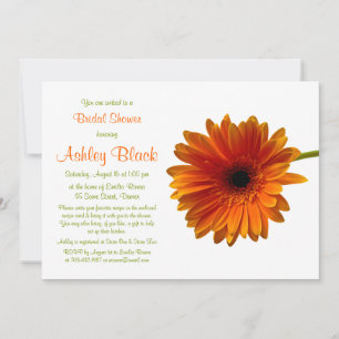 Orange Gerbera Daisy Bridal Shower Invitation