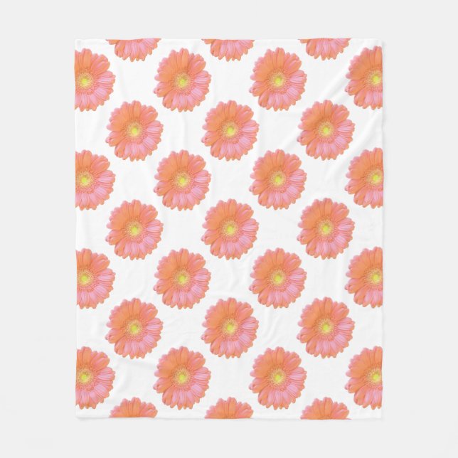 Orange gerbera daisy fleece blanket (Front)