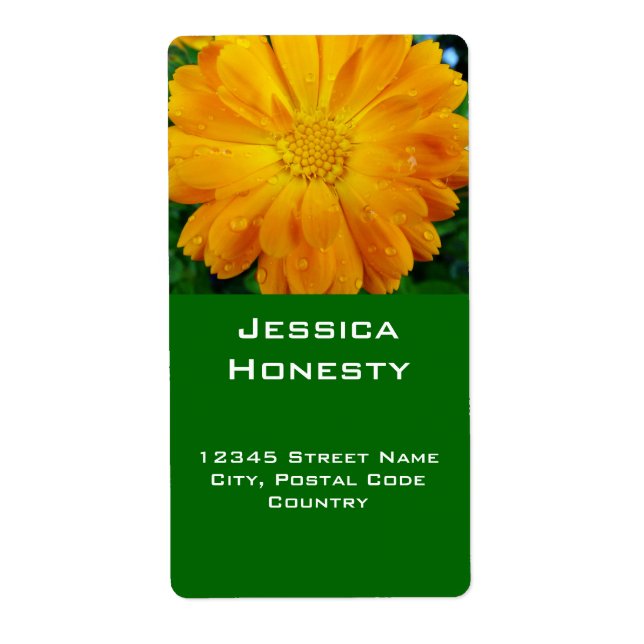 orange gerbera daisy flower address labels (Front)