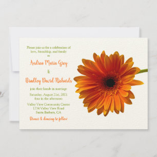 Orange Gerbera Daisy Flower Faire-part de mariage
