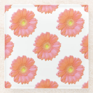 Orange gerbera daisy glass coaster