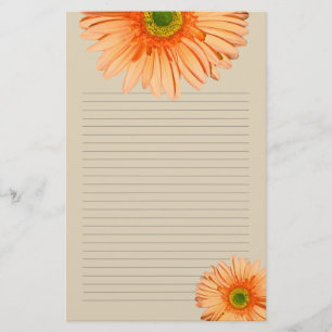 Orange Gerbera Daisy Lined Personal Writing Paper