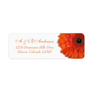 Orange Gerbera Daisy Mariage Adresse de retour Lab
