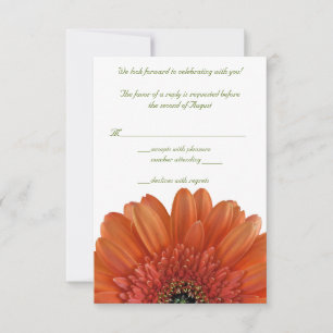 Orange Gerbera Daisy Mariage Réponse Carte RSVP