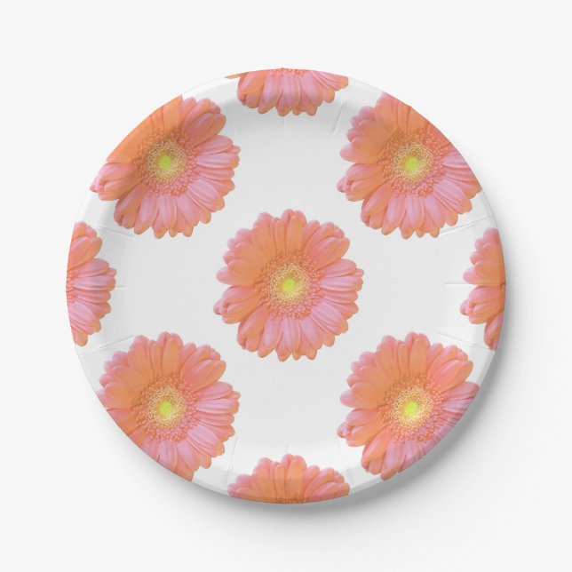 Orange gerbera daisy paper plate (Front)