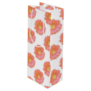 Orange gerbera daisy wine gift bag