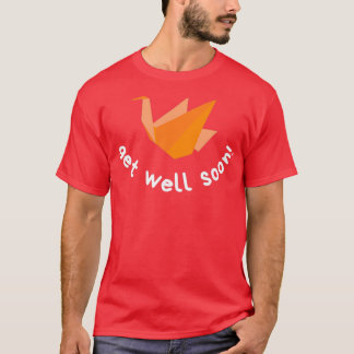 Orange Get Well Soon Origami Crane with Black Back T-Shirt