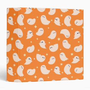 Orange Ghost Doodle Pattern Binder