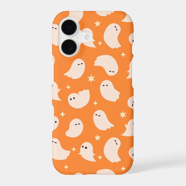 Orange Ghost Doodle Pattern Samsung Galaxy S21 Case (Back)