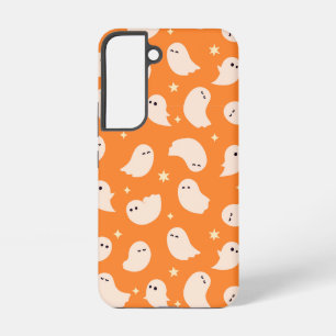 Orange Ghost Doodle Pattern Samsung Galaxy Case