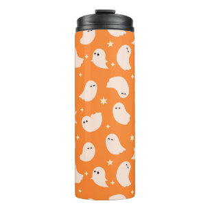 Orange Ghost Doodle Pattern Thermal Tumbler