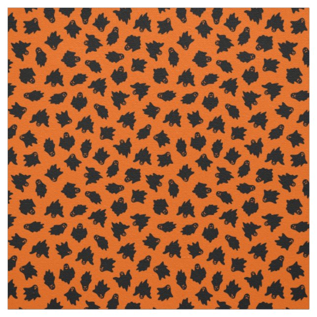 Orange Ghost Happy Halloween Modern Fabric (Swatch)