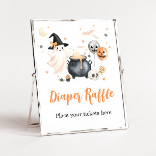 Orange Ghost Little Boo Diaper Raffle Sign