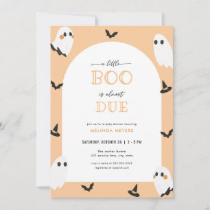 Orange Ghost Little Boo is Due Baby Shower Invite