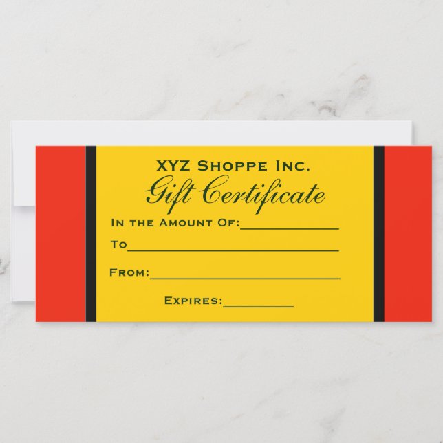Orange Gift Certificate (Front)